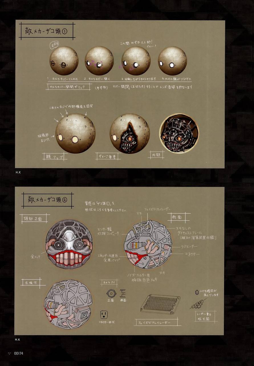 ニーアオートマタ 美術資料集 ザコ敵の手持ち武器の図解に1ページ費やしててワロタｗｗｗｗ Mutyunのゲーム Aブログ